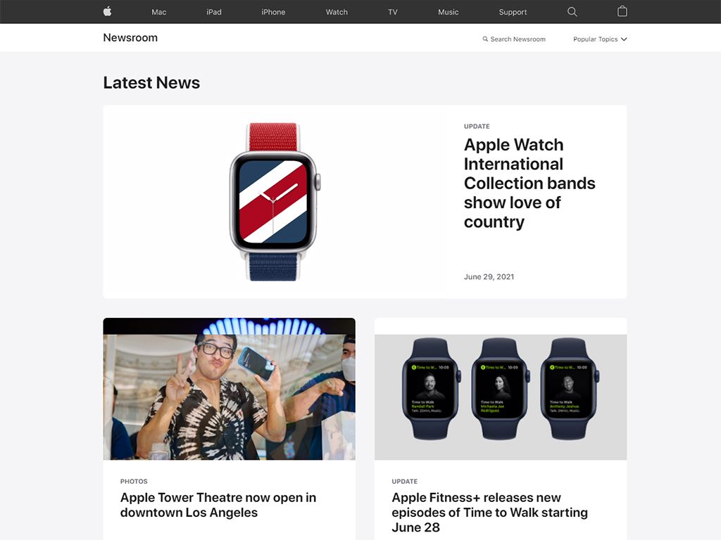 Apple Newsroom Home Page