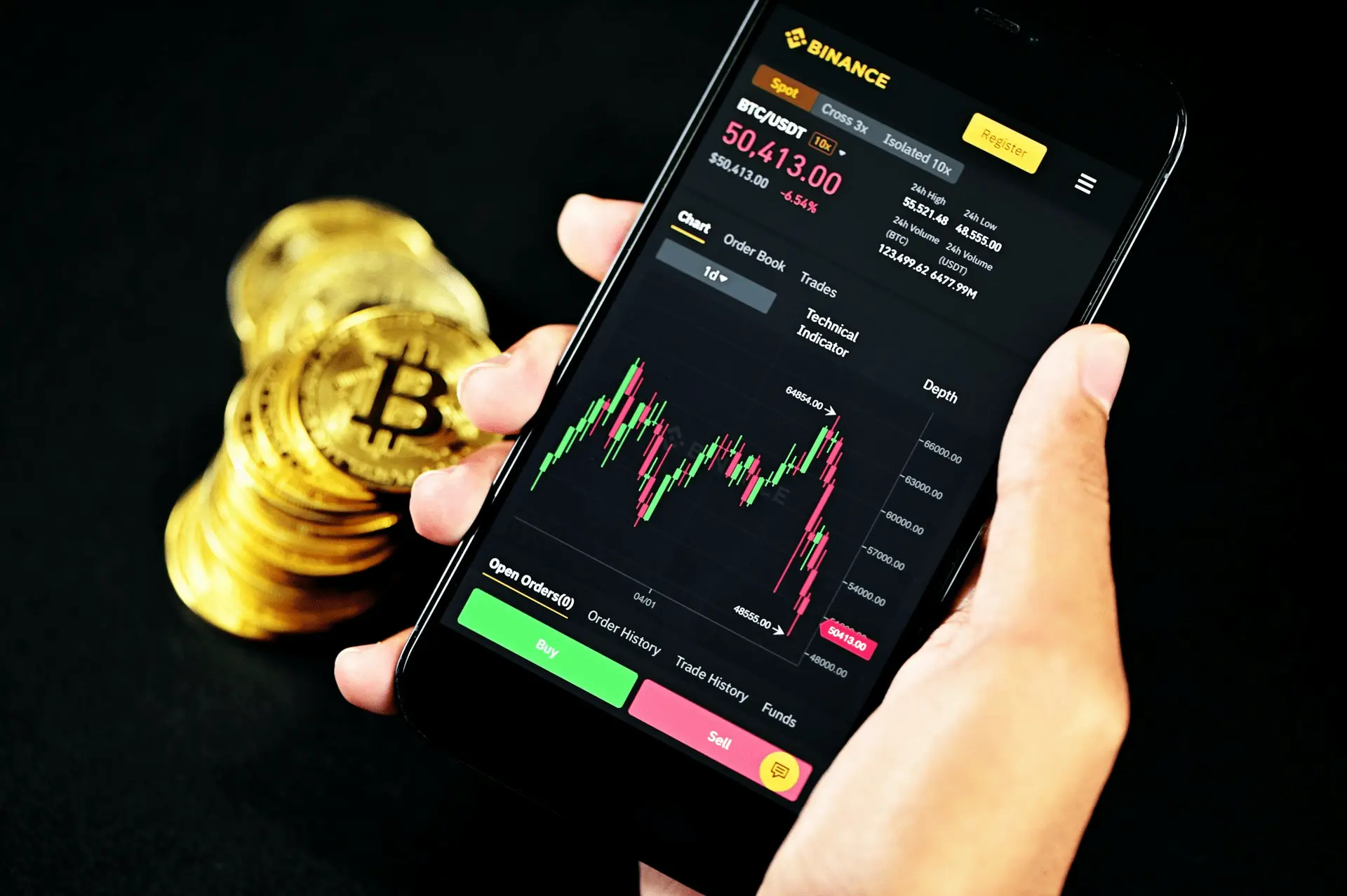 Bitcoin a cryptocurrency price movements on an app