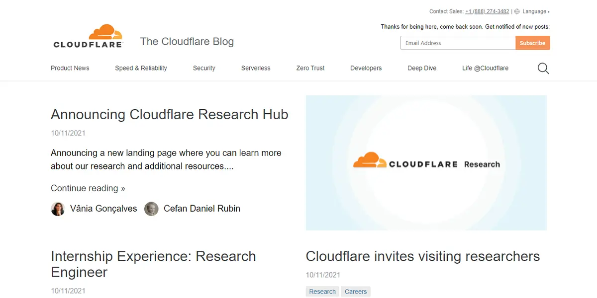 Cloudflare Blog Homepage