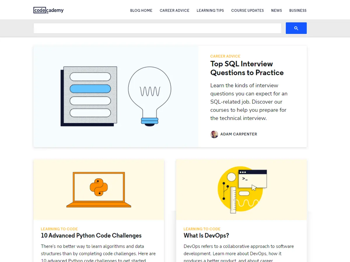 Codecademy Blog Homepage