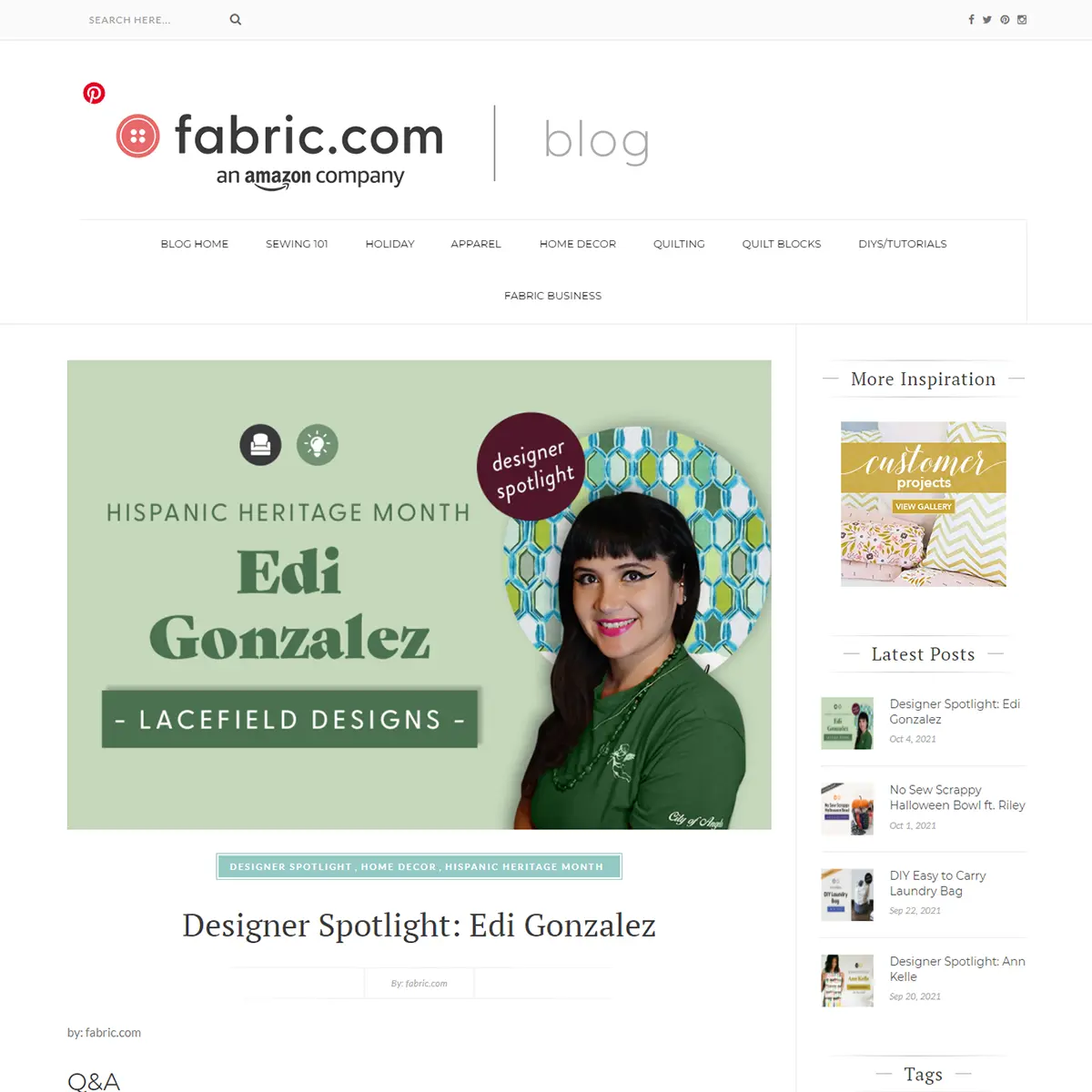Fabric.com Blog Homepage