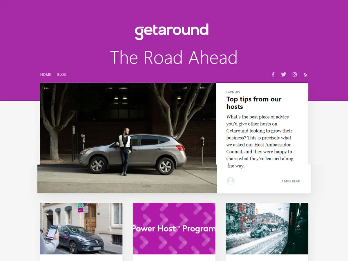 Getaround Blog Homepage