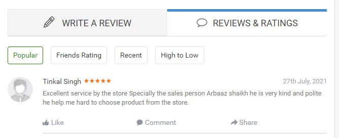 User review Screenshot